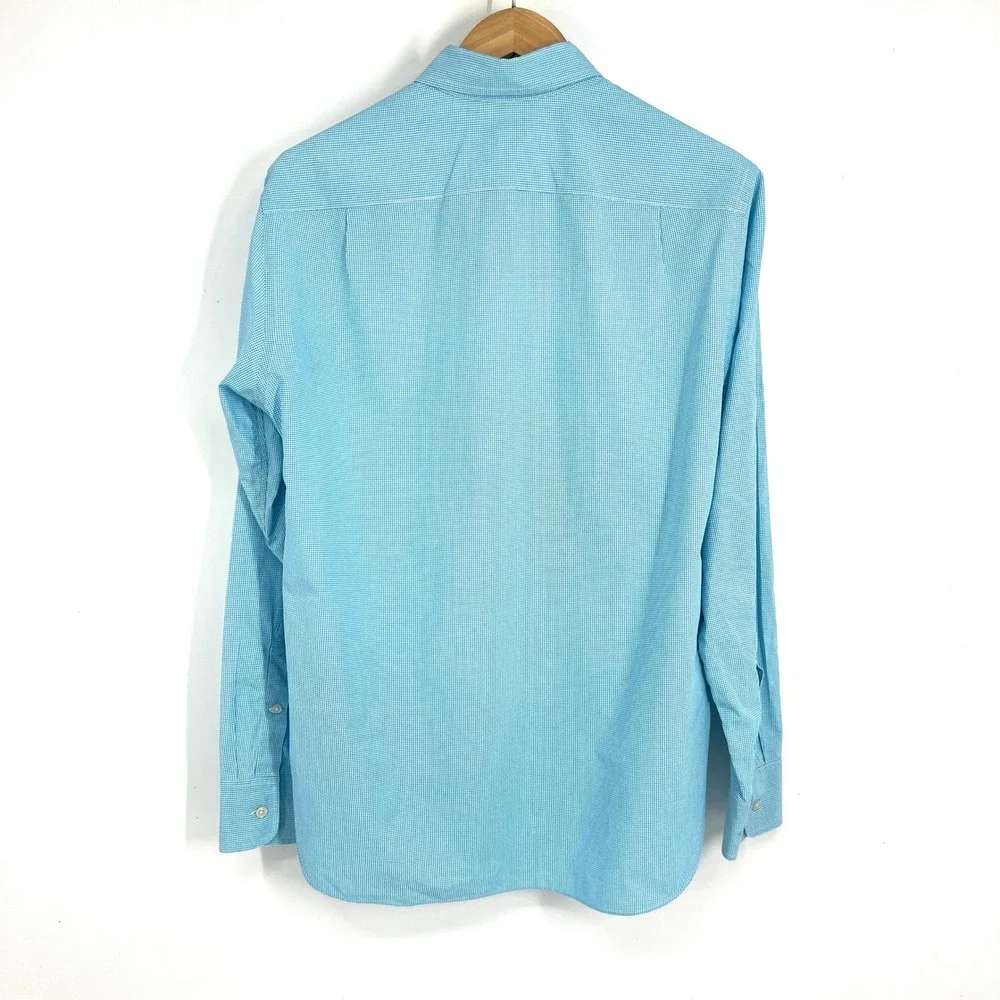 J.‎ Crew Mens Gingham Check Long Sleeve Button Up Shirt M Blue White Casual